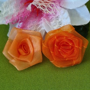 30mm-es organza rózsa virág -  rózsaszín, piros, levendulalila - Meska.hu