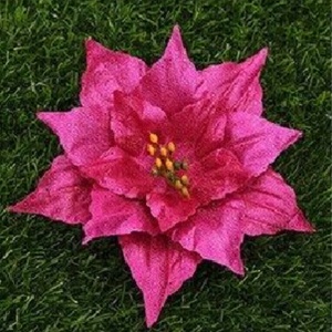 VIR22 - 15cm-es Csillogós mikulásvirág fej - magenta / pink - Meska.hu