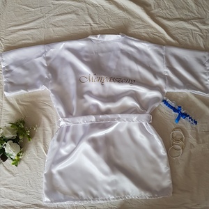 Hófehér menyasszonyi készülődő köntös menyasszony felirattal  kb. 4XL-es - esküvő - kiegészítők - esküvői köntös - Meska.hu