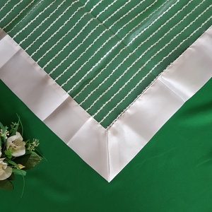 Hófehér és átlátszó organza asztalterítő szatén széllel - 80x80cm - esküvő - dekoráció - asztaldísz - Meska.hu
