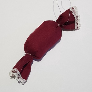 Textil szaloncukor, egyszínű bordó karácsonyfadísz, karácsonyi dekoráció, Karácsony, Karácsonyi lakásdekoráció, Karácsonyfadíszek, Varrás, MESKA