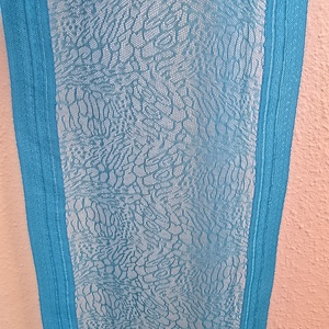Türkizkék színű csipkesál  21cm x 180cm - esküvő - kiegészítők - bolero és válltakaró - Meska.hu