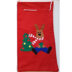 Rénszarvas mintás mikulás zsák, textil ajándéktasak - Meska.hu