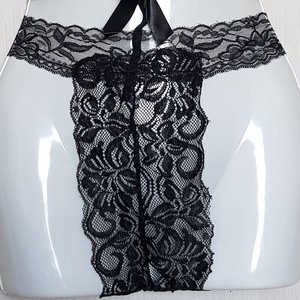 Méret nélküli, fekete színű szexi csipkés body masnival - ruha & divat - női ruha - fürdőruha & fehérnemű - Meska.hu