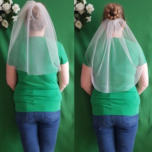 1 rétegű, szegetlen EKRÜ menyasszonyi fátyol (5.2) - esküvő - kiegészítők - fátyol - Meska.hu