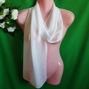 Hófehér színű muszlin sál, kendő, vállkendő, stóla - 20x150cm - esküvő - kiegészítők - bolero és válltakaró - Meska.hu