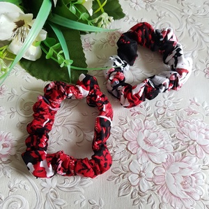 Piros-fehér-fekete színű Textil hajgumik, Ruha & Divat, Hajdísz & Hajcsat, Hajgumi, Varrás, MESKA