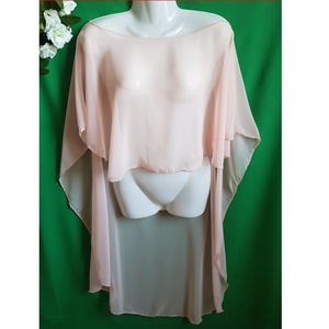 Barack színű, elől rövid hátul hosszú muszlin pelerin, alkalmi válltakaró - Meska.hu