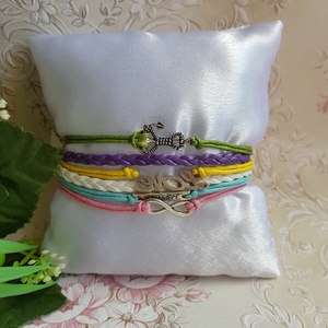 Színes, tarka műbőr karkötő fém díszekkel - horgony, LOVE, faith, végtelen jel, Ékszer, Karkötő, Fonott karkötő, Ékszerkészítés, MESKA