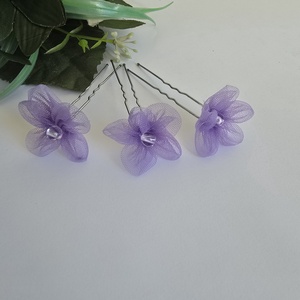 Áttetsző gyöngyös, lila színű tüll virágos hajtű, hajdísz, Ruha & Divat, Hajdísz & Hajcsat, Hajcsat & Hajtű, Varrás, MESKA