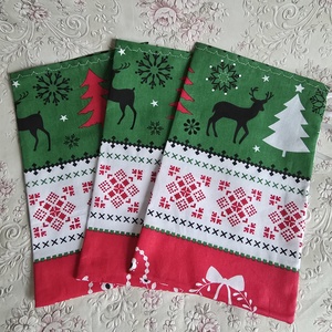 Karácsonyi fenyőfa, rénszarvas mintás mikulás zsák, textil ajándéktasak   - karácsony - mikulás - mikulás zsák - Meska.hu