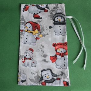 Hóember mintás mikulás zsák, textil ajándéktasak - karácsony - mikulás - mikulás zsák - Meska.hu