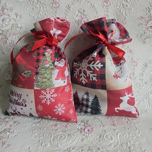 Karácsonyi mozaik mintás (mikulás, gömb, fenyőfa, hóember, hópehely) mikulás zsák, textil ajándéktasak - karácsony - mikulás - mikulás zsák - Meska.hu