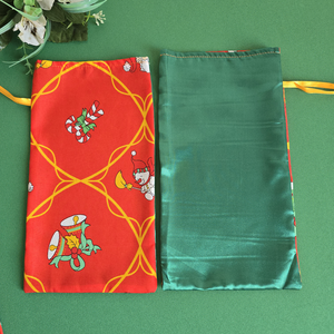 Csengő, hóember, cukorka mintás szatén mikulás zsák, textil ajándéktasak   - karácsony - mikulás - mikulás zsák - Meska.hu