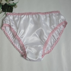 L-es / 46-os Hagyományos fazonú szatén bugyi � fehér-rózsaszín, Ruha & Divat, Női ruha, Fürdőruha & Fehérnemű, , MESKA