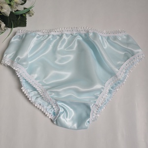 XL-es / 48-as Hagyományos fazonú szatén bugyi  világoskék-fehér, Ruha & Divat, Női ruha, Fürdőruha & Fehérnemű, , MESKA