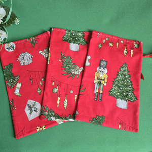 Diótörő, mézeskalács, fenyődísz mintás mikulás zsák, textil ajándéktasak - karácsony - mikulás - mikulás zsák - Meska.hu