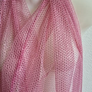 Rózsaszín metálfényű csillogó sál, kendő, vállkendő, stóla  - esküvő - kiegészítők - bolero és válltakaró - Meska.hu