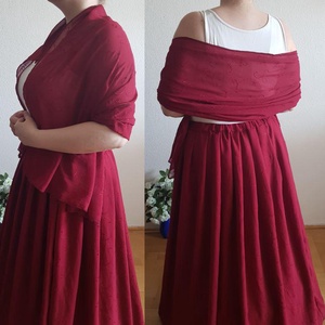 Borvörös színű hímzett muszlin sál, kendő, vállkendő, stóla - esküvő - kiegészítők - bolero és válltakaró - Meska.hu