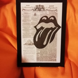 ROLLING STONES NYELV / FALI KÉP (A/4-es méretű), Művészet, Grafika & Illusztráció, Egyéb rajzok, Festett tárgyak, Meska