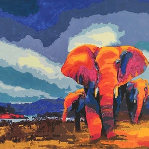 Afrikai elefánt, Művészet, Festmény, Akril, Festészet, MESKA