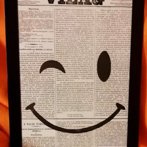 SMILE / FALI KÉP (A/4-es méretű), Művészet, Grafika & Illusztráció, Egyéb rajzok, Festett tárgyak, MESKA