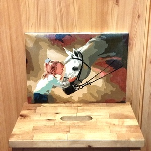 Kislány fehér lóval, Művészet, Festmény, Akril, Festészet, Festett tárgyak, MESKA