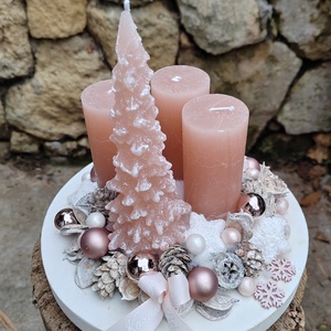 Rózsaszín adventi asztaldísz - Meska.hu