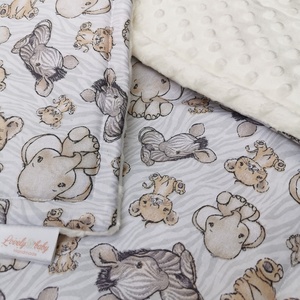 Bélelt baba takaró + párna szett Bébi állatos Bézs minky-vel - UNISEX - otthon & életmód - babaszoba, gyerekszoba - szett kiságyba - Meska.hu