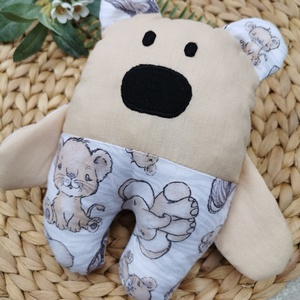 Játék maci - Bébi állatos beige pamutvászonnal UNISEX  - Meska.hu