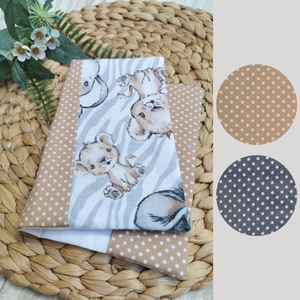 Egészségügyi kiskönyv borító - Nagy mintás bébi állatos - Beige pöttyös oldallal UNISEX - játék & sport - babalátogató ajándékcsomag - Meska.hu