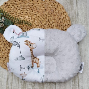 PRÉMIUM Stabilizáló MACI párna állatkert - világos szürke minkyvel UNISEX, Otthon & Életmód, Babaszoba, gyerekszoba, Gyerek díszpárna, Varrás, MESKA