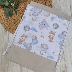Óvodai Szett 2 db-os - Ruhazsák és tornazsák Elefánt, róka, koala lufival- beige UNISEX - játék & sport - ovis felszerelés - ovis szett - Meska.hu