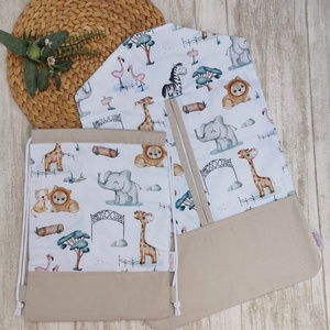 PRÉMIUM Óvodai Szett 2 db-os - Ruhazsák és tornazsák állatkert- beige UNISEX, Játék & Sport, Ovis felszerelés, Ovis szett, Varrás, MESKA