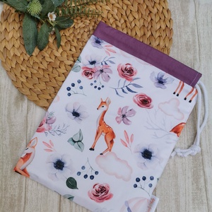 PRÉMIUM Óvodai Szett 3 db-os - Ruhazsák, tornazsák és tisztasági zsák Őzikés- mályva - játék & sport - ovis felszerelés - ovis szett - Meska.hu