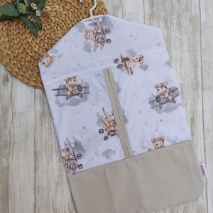 Óvodai vállfás ruhazsák barna repülős maci- beige UNISEX - játék & sport - ovis felszerelés - ovis szett - Meska.hu