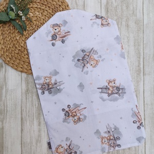 Óvodai vállfás ruhazsák barna repülős maci- beige UNISEX - játék & sport - ovis felszerelés - ovis szett - Meska.hu