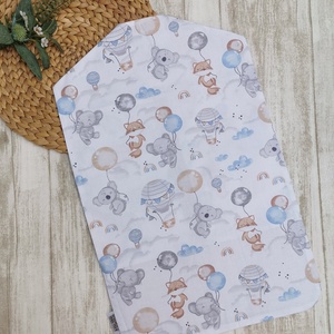 Óvodai vállfás ruhazsák Elefánt, róka, koala lufival- beige UNISEX - játék & sport - ovis felszerelés - ovis szett - Meska.hu