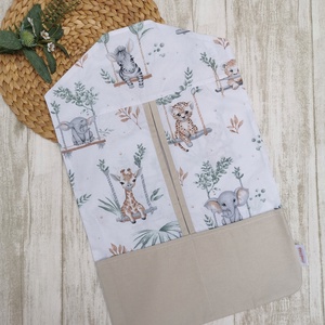 Óvodai vállfás ruhazsák hintázó szafari állatok- beige UNISEX, Játék & Sport, Ovis felszerelés, Ovis szett, Varrás, MESKA