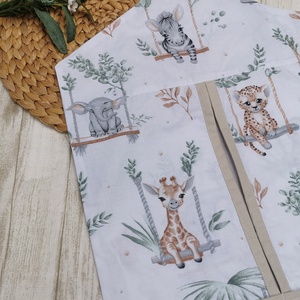 Óvodai vállfás ruhazsák hintázó szafari állatok- beige UNISEX - játék & sport - ovis felszerelés - ovis szett - Meska.hu