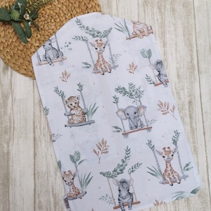 Óvodai vállfás ruhazsák hintázó szafari állatok- beige UNISEX - játék & sport - ovis felszerelés - ovis szett - Meska.hu