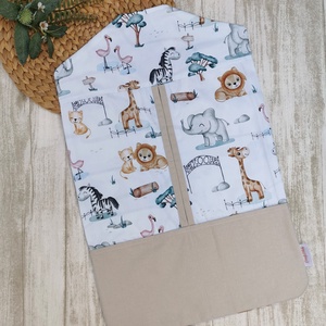 PRÉMIUM Óvodai vállfás ruhazsák állatkert- beige UNISEX - játék & sport - ovis felszerelés - ovis szett - Meska.hu