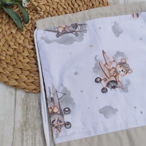 Óvodai tornazsák barna repülős maci- beige UNISEX - játék & sport - ovis felszerelés - ovis szett - Meska.hu