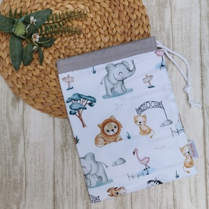 PRÉMIUM Ovis tisztasági zsák - állatkert- szürke - játék & sport - ovis felszerelés - tisztasági csomag - Meska.hu