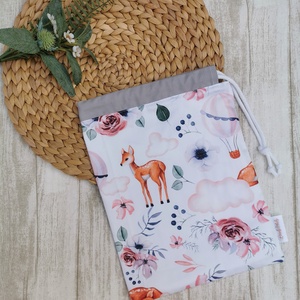 PRÉMIUM Ovis tisztasági zsák - Őzikés- szürke - játék & sport - ovis felszerelés - tisztasági csomag - Meska.hu