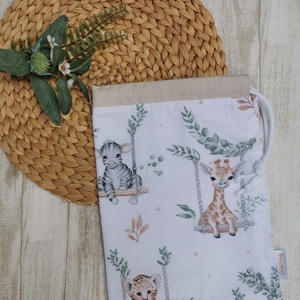Ovis tisztasági zsák - hintázó szafari állatok- beige UNISEX - játék & sport - ovis felszerelés - tisztasági csomag - Meska.hu