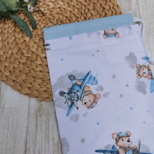 Ovis tisztasági zsák - kék repülős maci- kék - játék & sport - ovis felszerelés - tisztasági csomag - Meska.hu