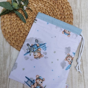 Ovis tisztasági zsák - kék repülős maci- kék, Játék & Sport, Ovis felszerelés, Tisztasági csomag, Varrás, MESKA