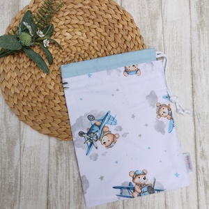 Ovis tisztasági zsák - kék repülős maci- kék - játék & sport - ovis felszerelés - tisztasági csomag - Meska.hu