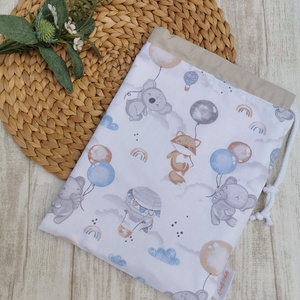 Ovis tisztasági zsák - Elefánt, róka, koala lufival- beige UNISEX, Játék & Sport, Ovis felszerelés, Tisztasági csomag, Varrás, MESKA